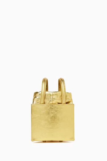 Small Triangle Bucket Bag in Leather