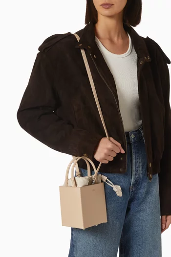 Medium Triangle Bucket Bag in Leather