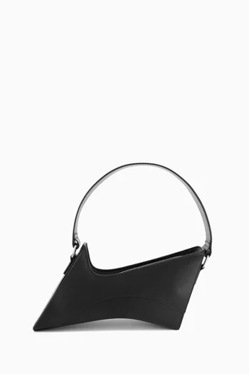 Small Wave Asymmetric Shoulder Bag in Leather