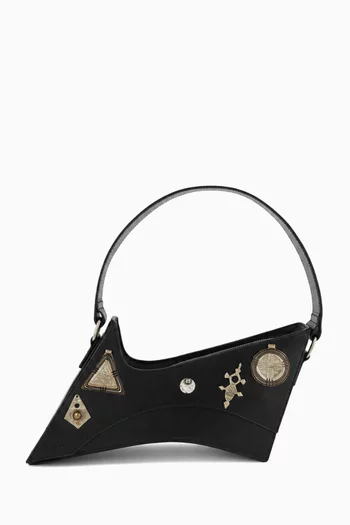 Small Wave Berbere Vintage Edition Asymmetric Shoulder Bag in Leather