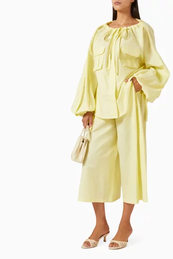 Midi Culotte Pants in Linen