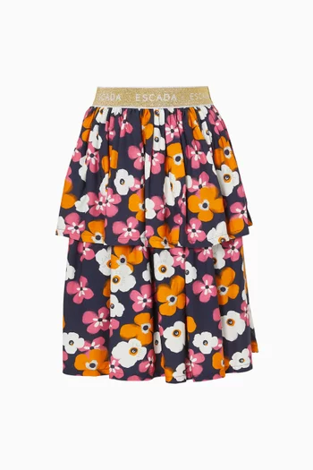 Floral-print Tiered Skirt