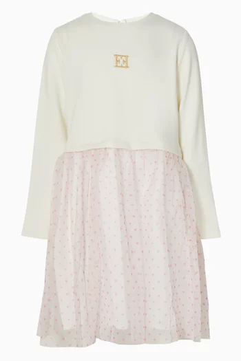 Logo-embroidered Dress in Jersey & Tulle