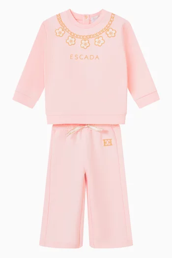 Flower Chain-embroidered Sweatshirt in Cotton-blend