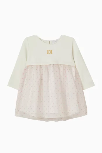 Logo-embroidered Dress in Jersey & Tulle