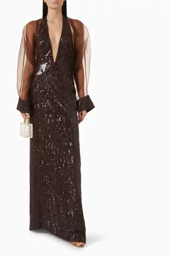 Sequin-embellished Halterneck Dress