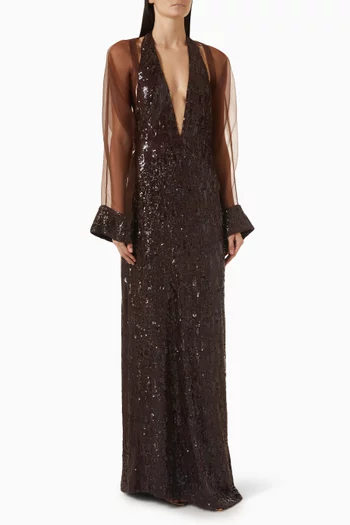 Sequin-embellished Halterneck Dress