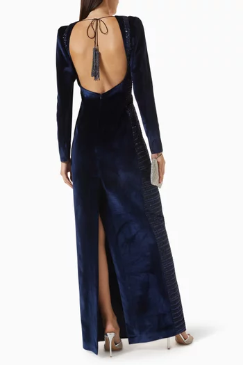 Sequin-embellished Dress in Velvet