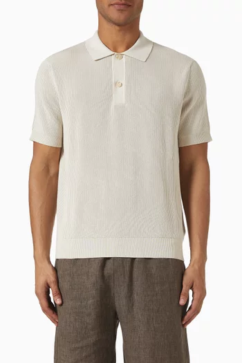 Contrast Rib Polo Shirt in Cotton