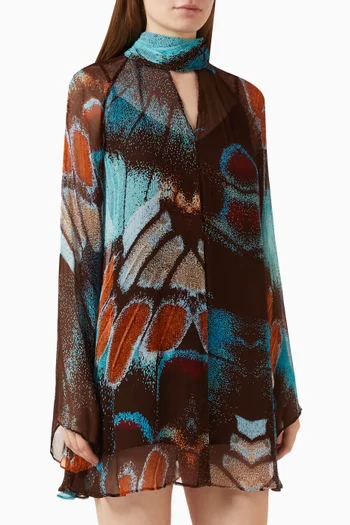 Esther Scarf-neck Printed Mini Dress
