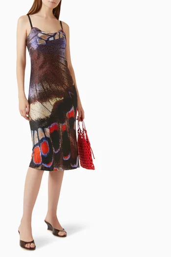 Evangeline Printed Midi Dress in Silk