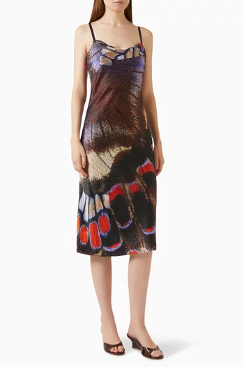 Evangeline Printed Midi Dress in Silk