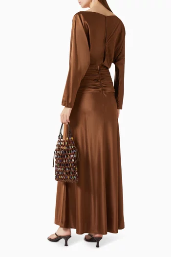 Freda Ruched-waist Dress in Stretch-silk