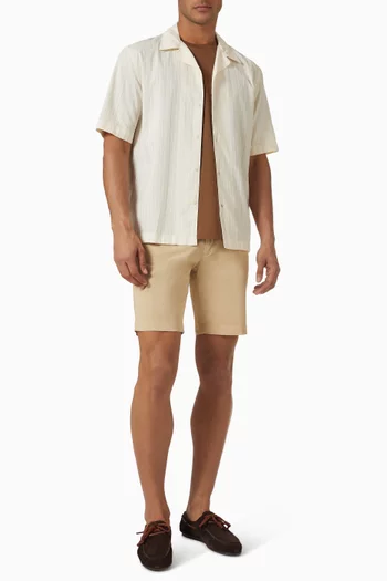 Textured Stripe Camp Collar Shirt in Cotton