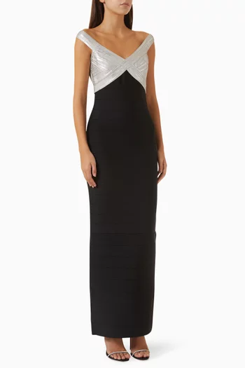 The Metallic Bonnie Gown in Bandage-knit