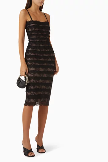 The Dara Dress in Bandage-knit & Chantilly Lace