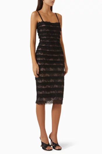 The Dara Dress in Bandage-knit & Chantilly Lace