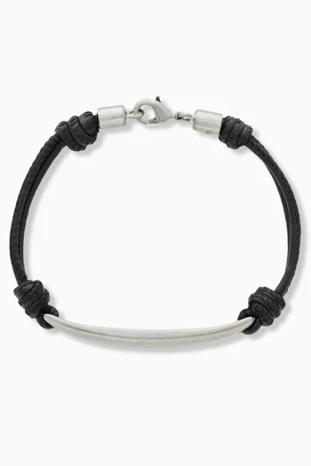 Logo Cord Bracelet in Leather & Metal