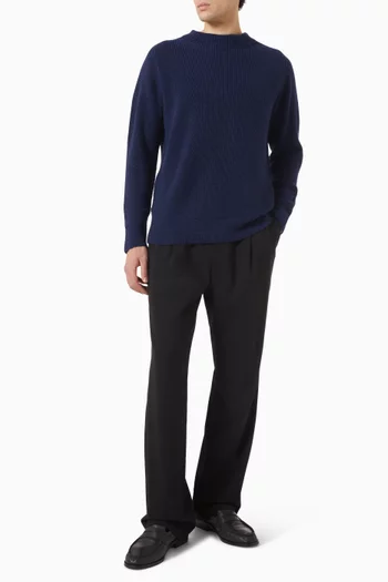 Ribbed Crewneck Sweater in Cashmere-knit