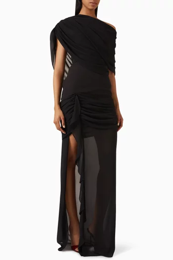 Drift Draped Dress in Crepe Georgette