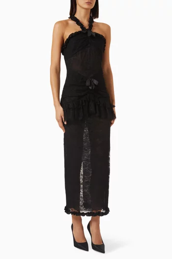 Two-layered Chantilly Lace Halter Dress