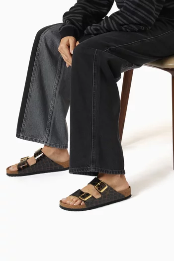 Arizona Lena Sandals in Croc-embossed Leather