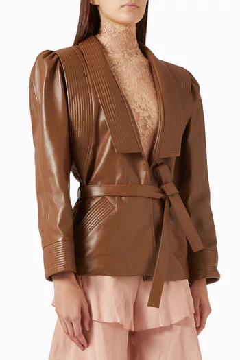 Belted Structured Jacket in Nappa Leather