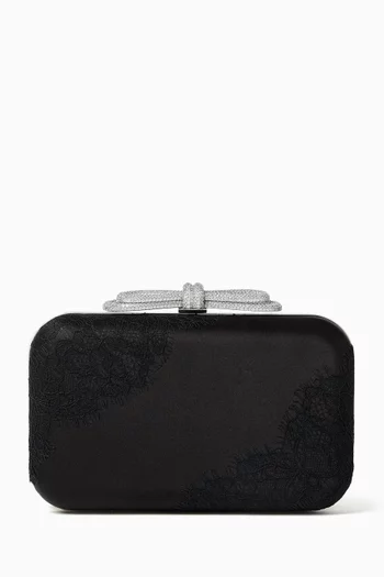Double Bow Clutch Bag in Satin & Lace