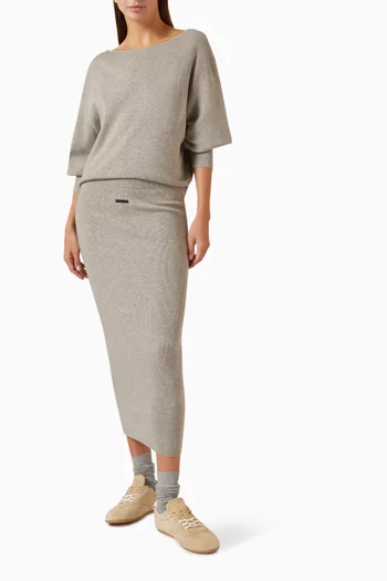 Modern Crop Boat-neck Sweater in Rib-knit