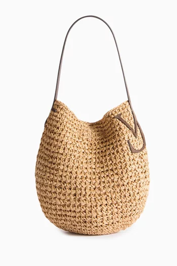 Small Bulb Tote Bag in Raffia