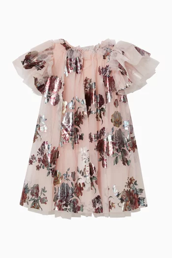 Darcey Foil Floral Dress in Tulle