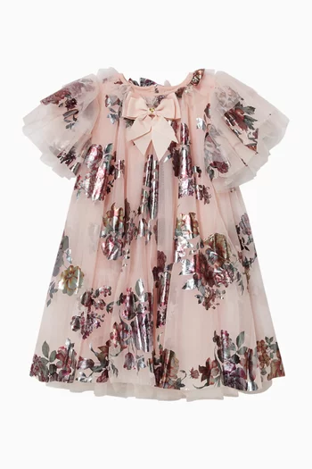Darcey Foil Floral Dress in Tulle