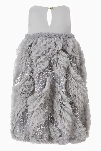 Dylas Ruffle Sequin Dress in Tulle
