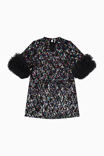 Meryl Ruffle Dress in Sequins