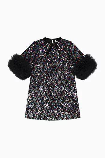 Meryl Ruffle Dress in Sequins