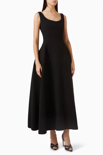 Alodia Flared Dress in Double-crepe
