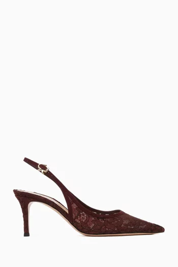 Slingback 70 Pumps in Lace & Leather