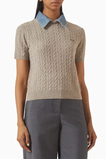 Cable Knit Sweater in Wool-cashmere