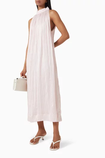 Midi Dress in Crinkled Satin
