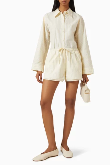 Layered Drawstring Shorts in Cotton-poplin