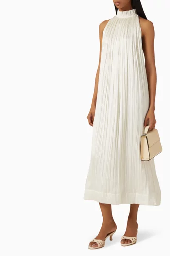 Midi Dress in Crinkled Satin