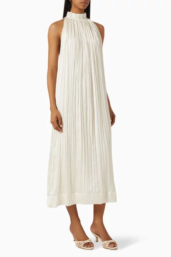 Midi Dress in Crinkled Satin