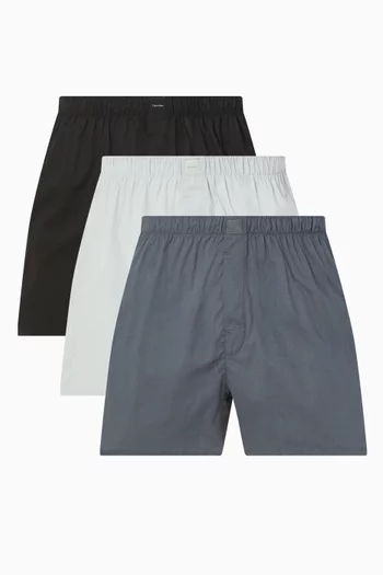Logo Boxers in Cotton, Set of 3