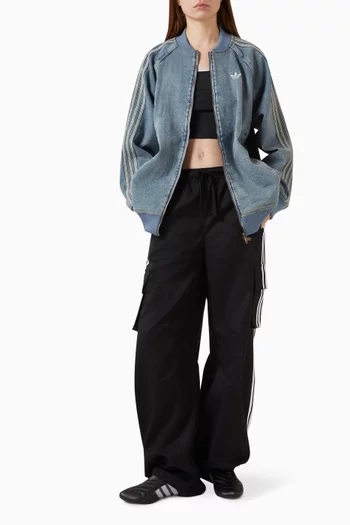 Oversized Track Top in Denim