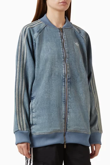 Oversized Track Top in Denim