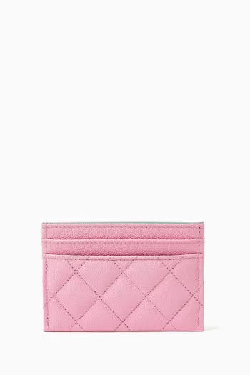 Unused Strass Card Holder in Shiny Grained Calfskin