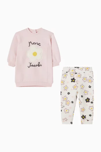 Daisy Printed Dress & Pants Set in Jersey