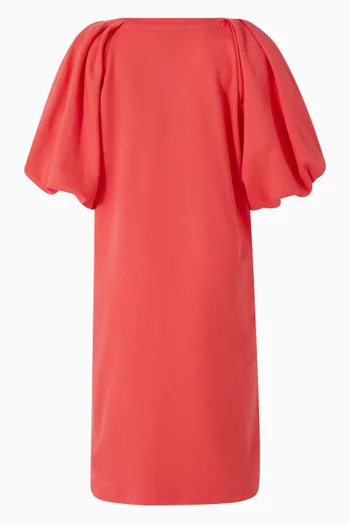Trompe-l’œil Crossbody Puff-sleeve Dress