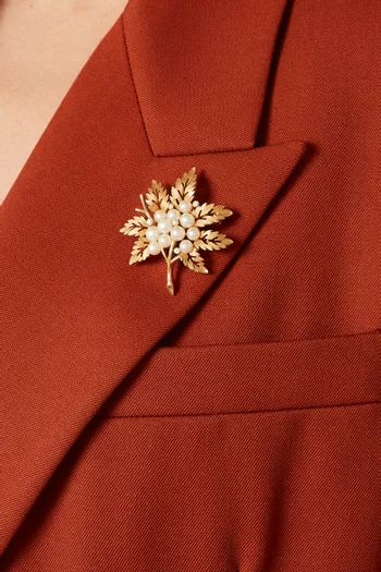 1960s Vintage Faux Pearl Leaf Brooch
