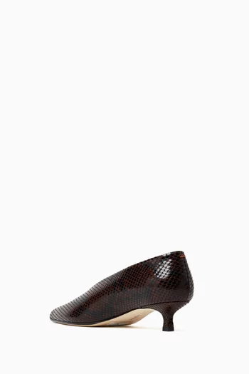 Clara 35 Python-print Pumps in Calf Leather